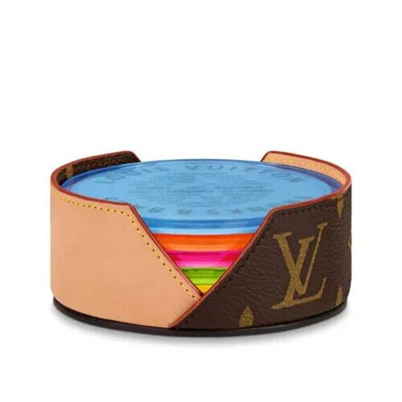 Louis Vuitton Other - Louis Vuitton Coaster Gift Set 6pc Neon Leather Monogram Fluo Coasters Bar NEW